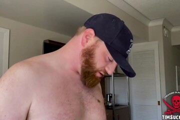 Tatted Stud Sucks on Ginger Cock